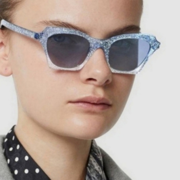 Burberry butterfly bluebird blue glitter sunglasses New - Picture 4 of 11